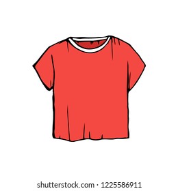 red sketch T-shirts. t-shirt vector illustration. children's outline drawing clothes.