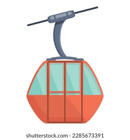 Red ski lift icon cartoon vector. Winter snow. Mountain resort