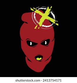 Red ski mask warning vector graphic design. vector illustration