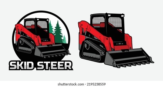 Red Skid Steer for logo or illustration vector 