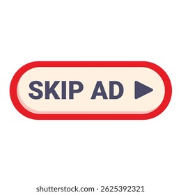 Red skip ad button allowing viewers to skip advertisement on website or application