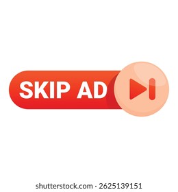 Red skip ad button increasing user experience by avoiding annoying advertising content