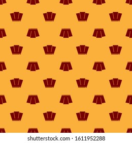 Red Skirt icon isolated seamless pattern on brown background.  Vector Illustration