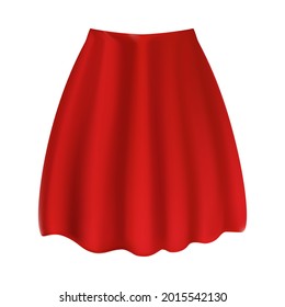 Red skirt isolated on white background in realistic style. Elegant cloth. Vector Illustration of casual style fashion element.