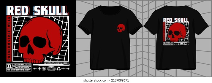 Red Skull. Aesthetic Graphic Design for T shirt Street Wear and Urban Style
