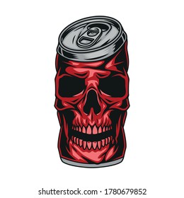 La cerveza de cráneo roja puede concebirse como ilustración vectorial aislada de estilo vintage