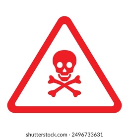 red skull and bones warning sign danger white background sign poison sign