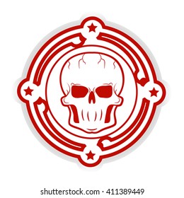 Red skull in the circle. Skull logo