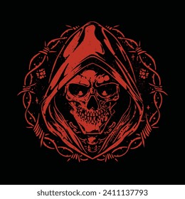 red skull grim reaper illustration