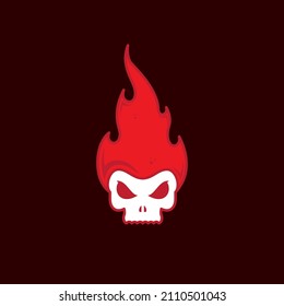 red skull with hair fire colorful logo design, vector graphic symbol icon sign illustration