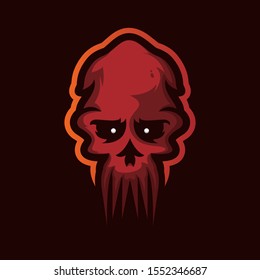 Red skull head mascot logo illustration