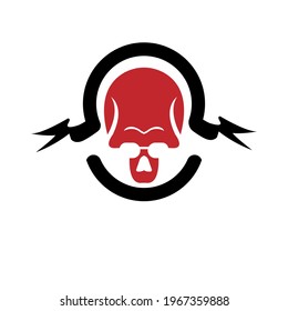 red skull head vector illustration with black ribbon on tie and bottom, great for logos and death, love of neighbor
