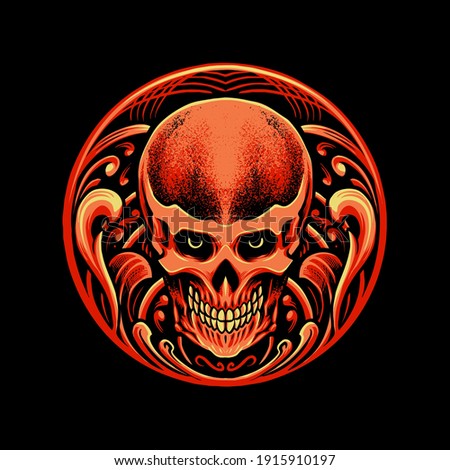 red skull head vector illustration