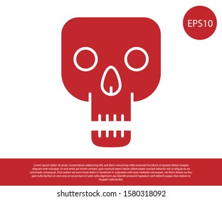 Red Skull icon isolated on white background. Happy Halloween party.  Vector Illustration