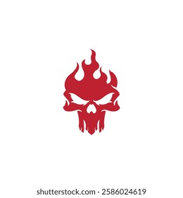 Red skull logo isolated on white background. Red skull vector design.