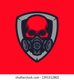 red skull mascot logo and illustration
