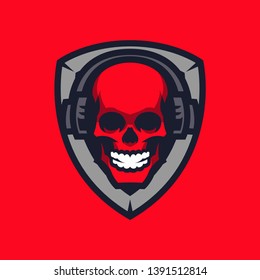 red skull mascot logo and illustration