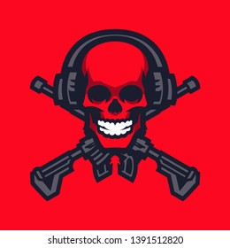 red skull mascot logo and illustration