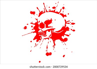 Calavera roja. Medios mixtos. Imprimir camisetas. Ilustración vectorial. Ilustración del cráneo manchado de sangre