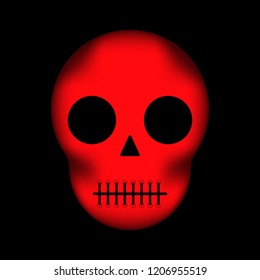 Red skull on black background, vector