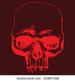 Red skull on a black background