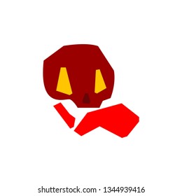Red skull vector on with white background