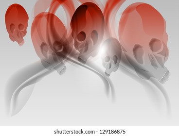 red skulls on the grey background