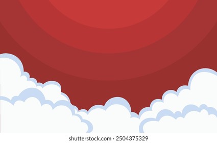 Cielo rojo y nube blanca en diseño de Vector plano.