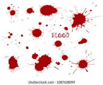 Red slashes.Set of blood splatters.Vector illustration.
