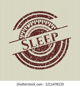 Red Sleep distress rubber stamp with grunge texture