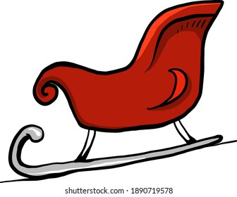 Red sleigh , illustration, vector on white background