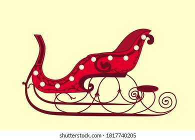 red sleigh,  vector graphic, illustration