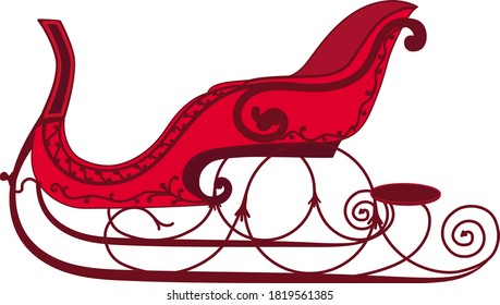 red sleigh,  vector graphic, illustration on a white background