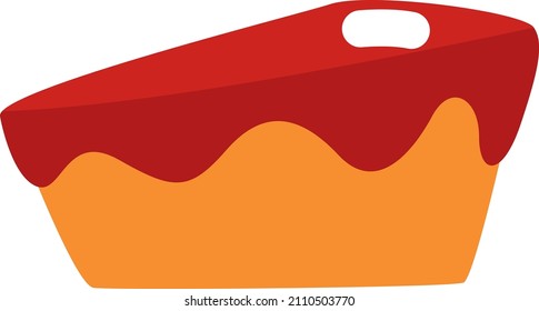 Red slice of cake, illustration, vector on a white background.