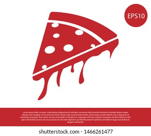 Red Slice of pizza icon isolated on white background. Vector Illustration