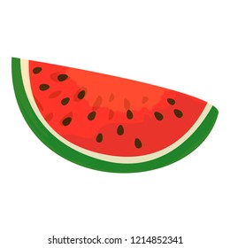 Red slice watermelon icon. Cartoon of red slice watermelon vector icon for web design isolated on white background