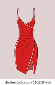 red slinky dress isolated, hand-drawn