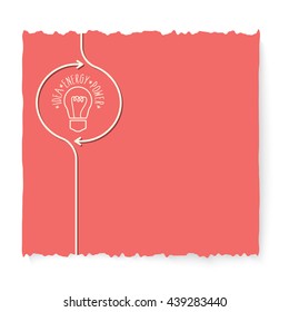 Red slip of paper and icon of bulb