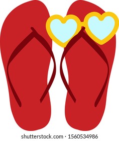 Red slippers, illustration, vector on white background.
