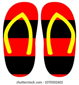 Red slippers on a white background for home or vacation.