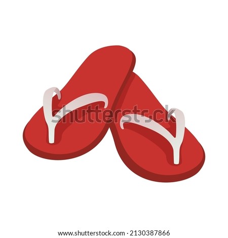 red slippers summer flip flops cartoon vector illustration isolated object 
