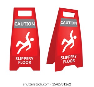 Red slippery floor sign. vector illustration