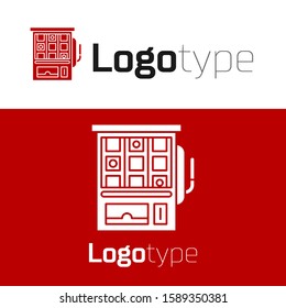 Red Slot machine icon isolated on white background. Logo design template element. Vector Illustration