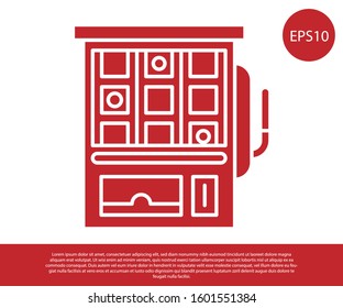 Red Slot machine icon isolated on white background.  Vector Illustration