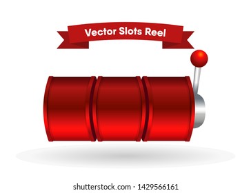 Red Slot Machine Slots Reel Spin Gambling Vector Illustration