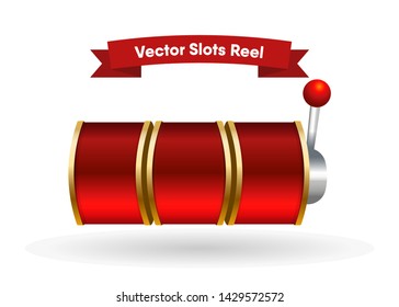 Red Slot Machine Slots Reel Spin Gambling Vector Illustration
