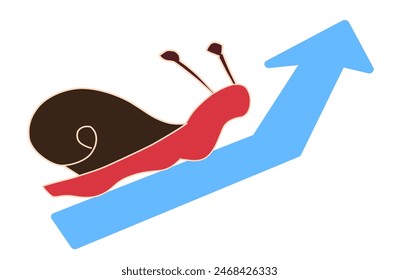 Red slug on the blue up arrow with white background