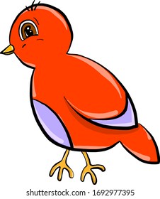 Red small bird, illustration, vector on white background