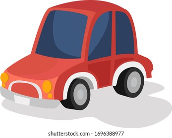 Red small car, illustration, vector on white background