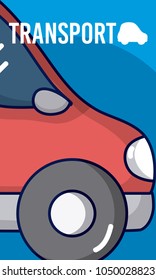 Red small car over colorful background